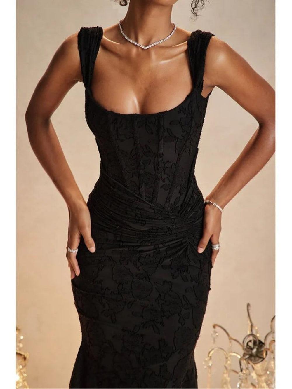 Czarna maxi sukienka w kwiaty
