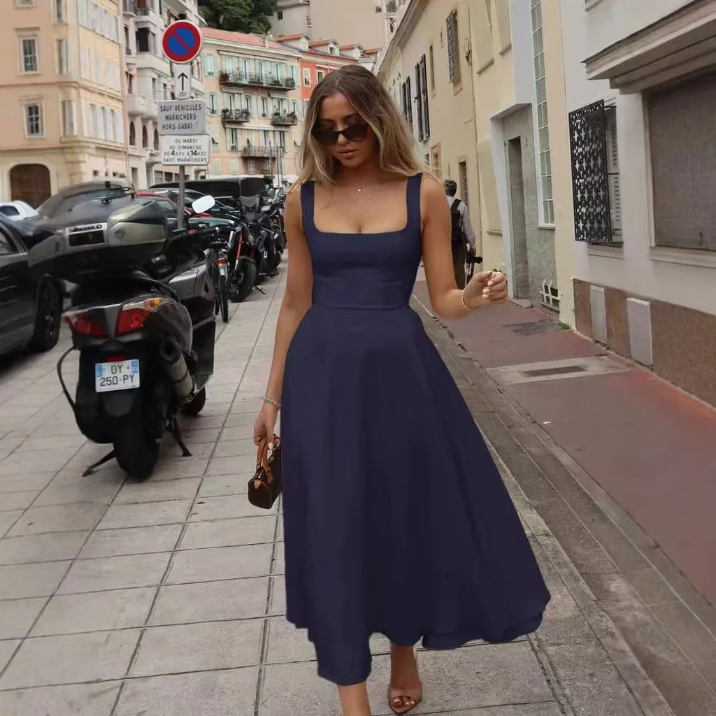 Maja – elegancka długa sukienka na ramiączkach