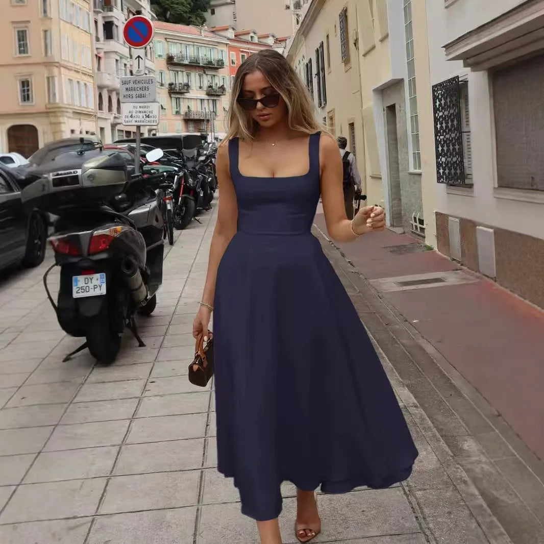 Maja – elegancka długa sukienka na ramiączkach