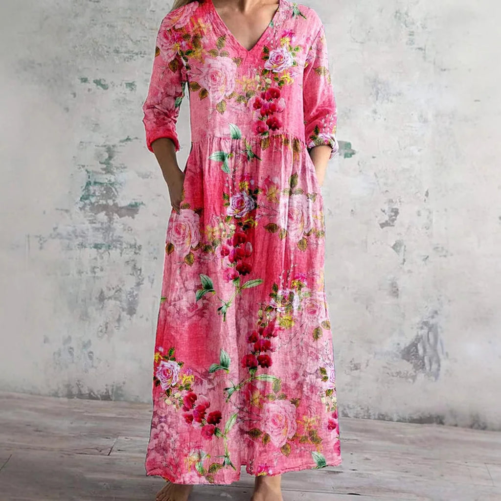 Mira – zwiewna sukienka maxi w nadruk