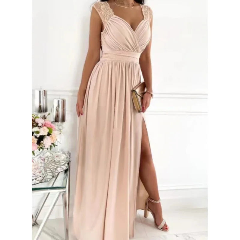 Livia – zwiewna sukienka maxi z koronkowym dołem