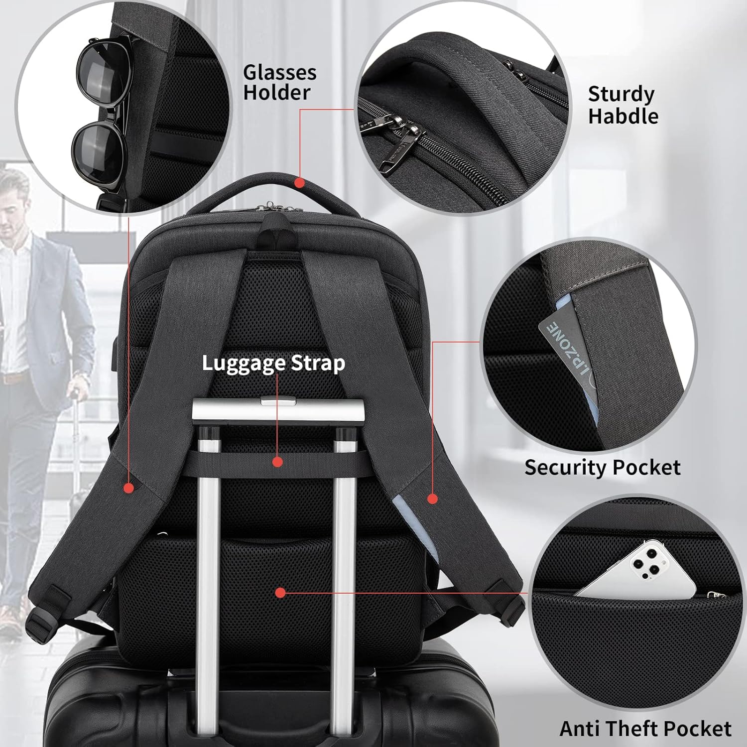 Podróżny antykradzieżowy na laptopa z portem USB smart