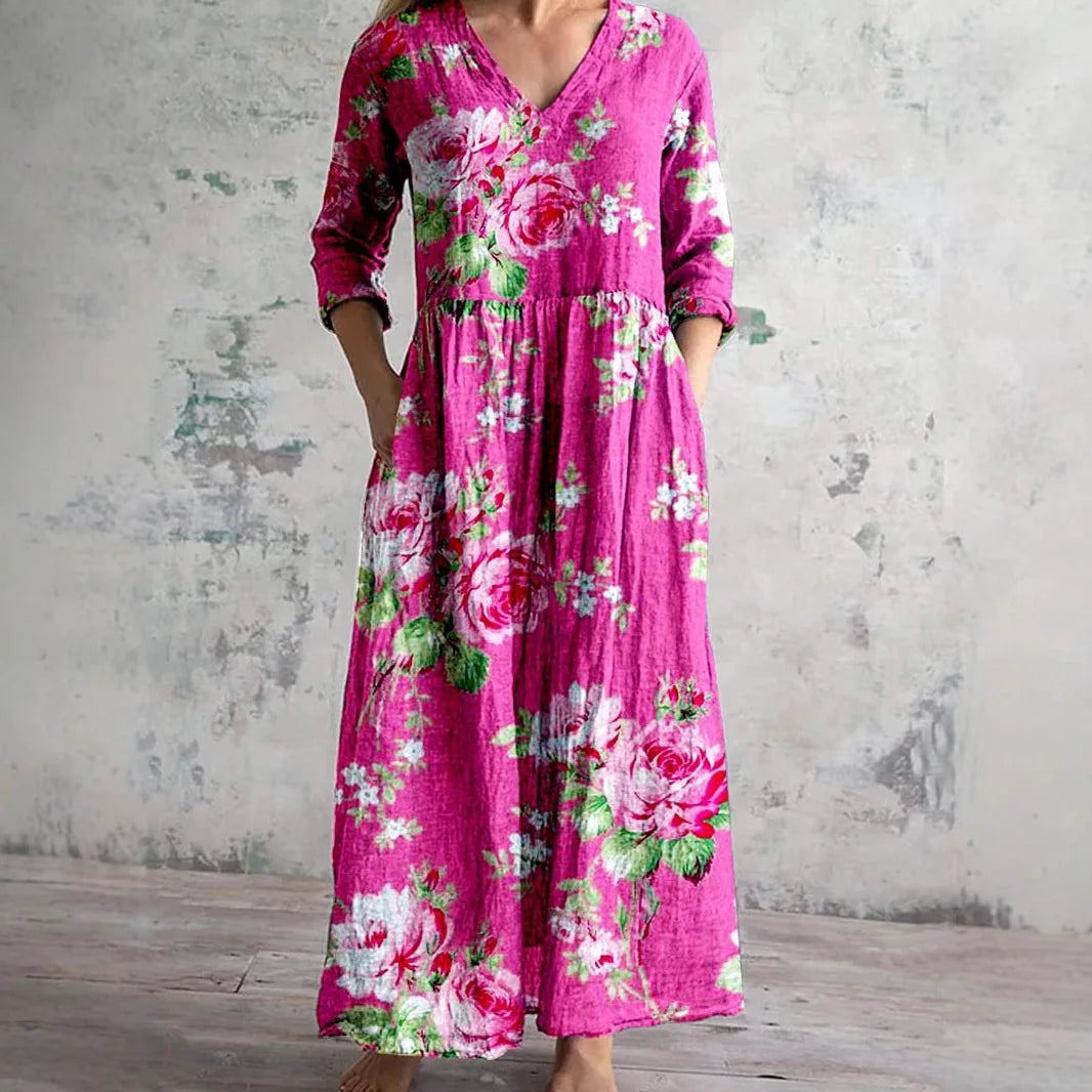 Mira – zwiewna sukienka maxi w nadruk