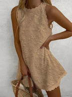 Casual Lace Bezrękawnik Mini Sukienka