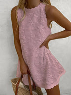 Casual Lace Bezrękawnik Mini Sukienka