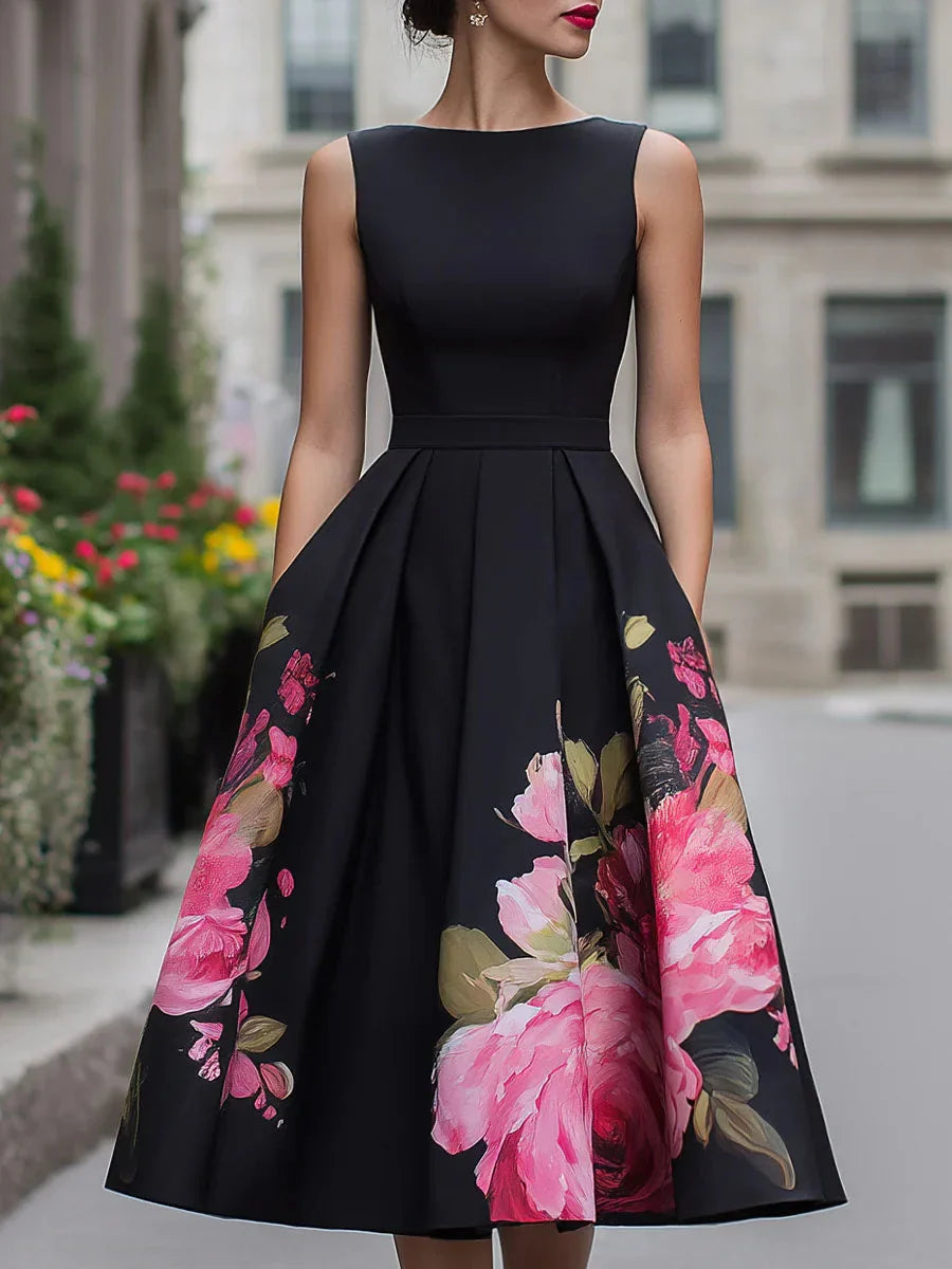 Xavia – elegancka sukienka midi w kwiaty