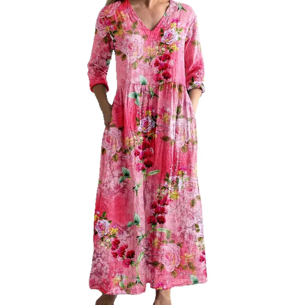 Mira – zwiewna sukienka maxi w nadruk