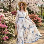 Floriana – plisowana sukienka maxi w kwiaty
