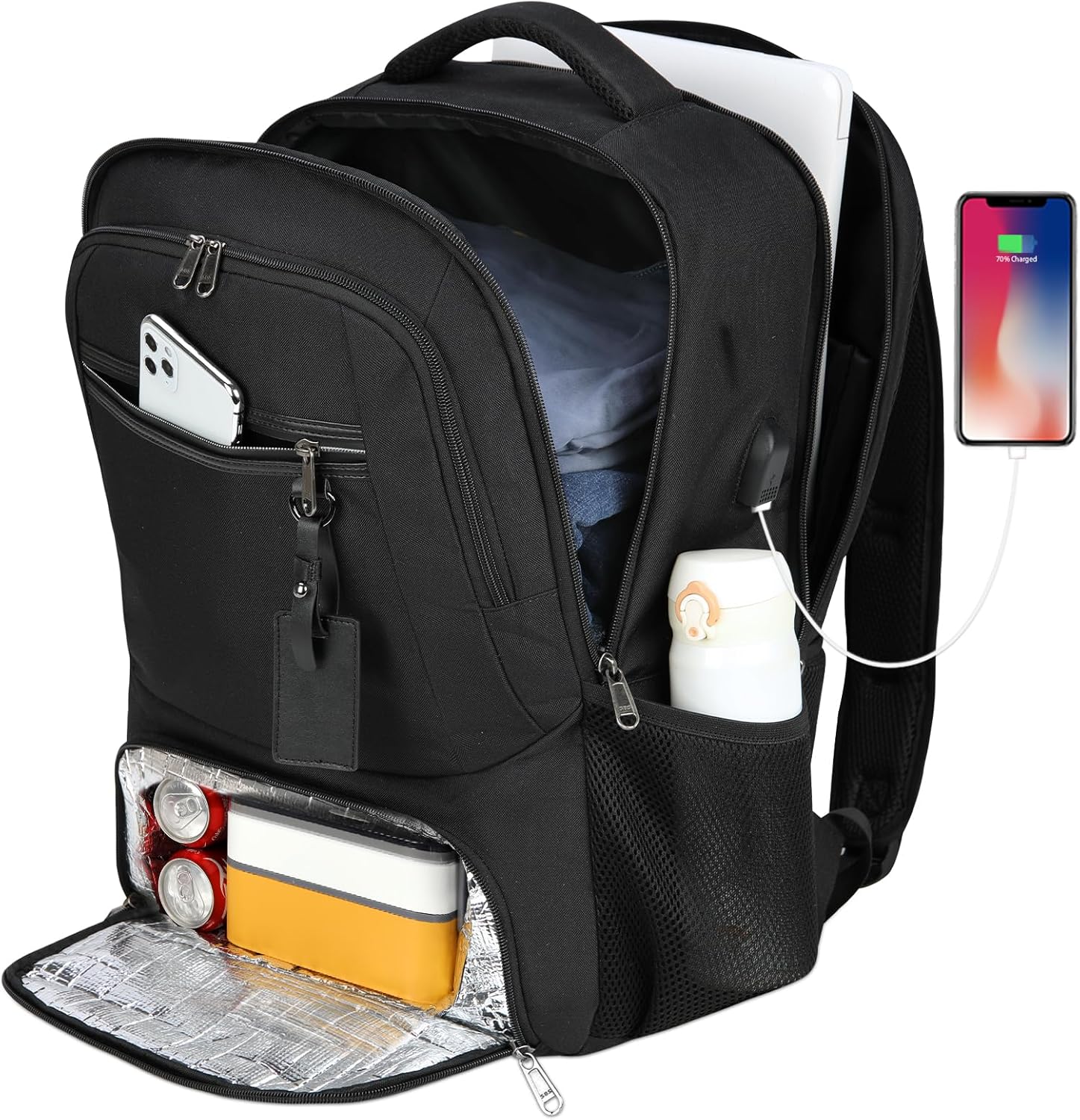 Wodoodporny plecak podróżny na laptopa i lunch z portem USB