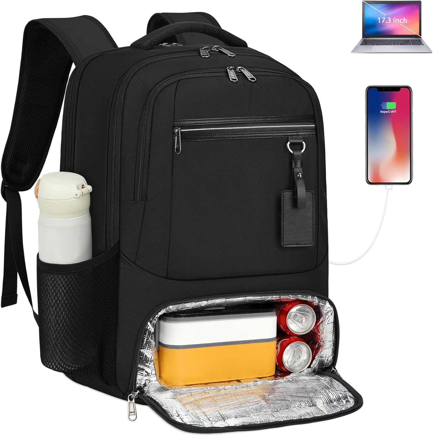 Wodoodporny plecak podróżny na laptopa i lunch z portem USB