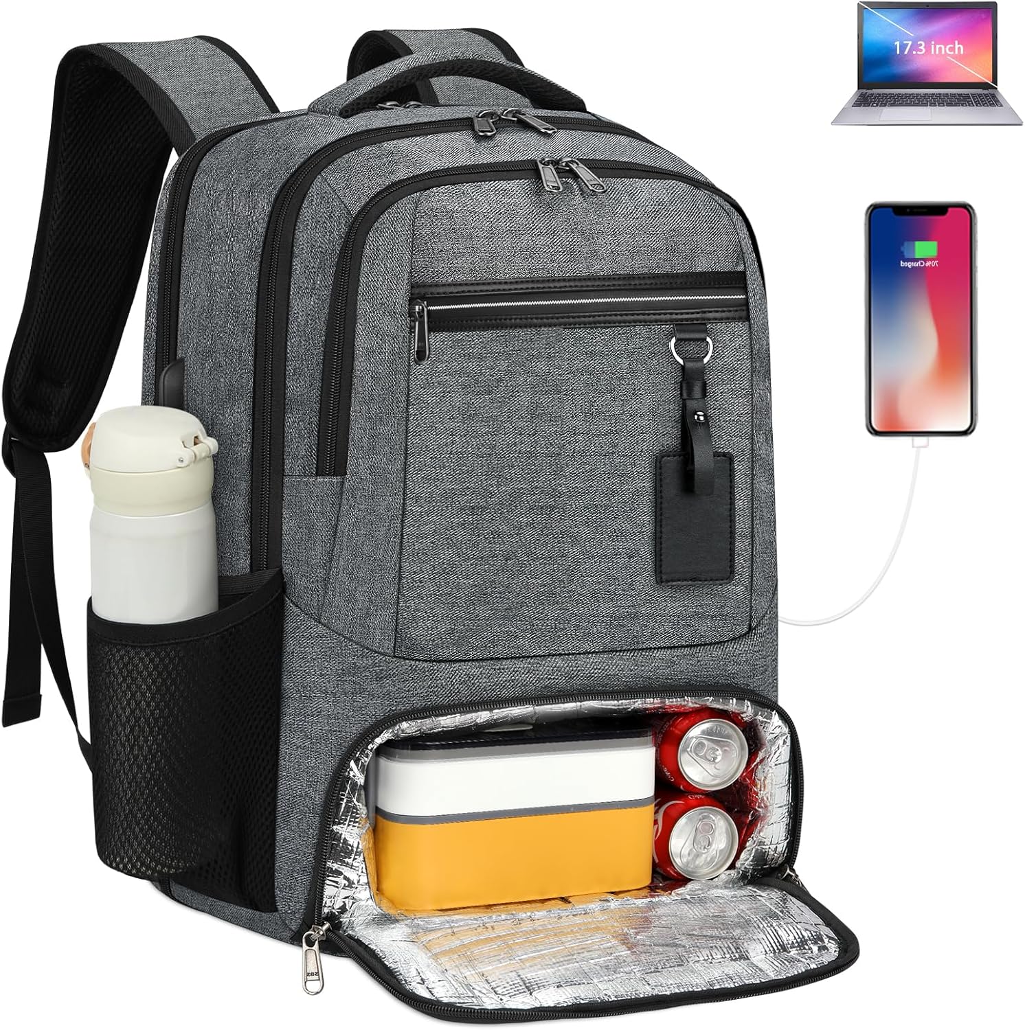 Wodoodporny plecak podróżny na laptopa i lunch z portem USB