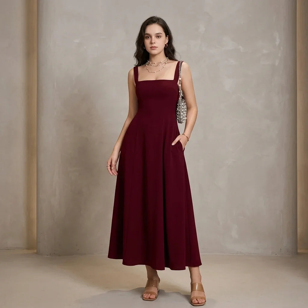 Viola – elegancka długa sukienka na ramiączkach